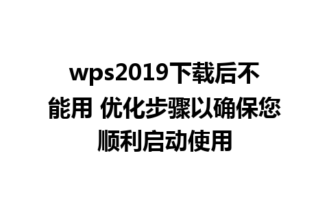 wps2019下载后不能用 优化步骤以确保您顺利启动使用