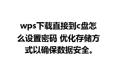 wps下载直接到c盘怎么设置密码 优化存储方式以确保数据安全。