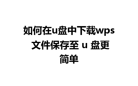 如何在u盘中下载wps 文件保存至 u 盘更简单