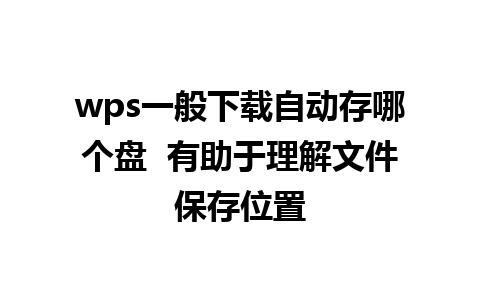 wps一般下载自动存哪个盘  有助于理解文件保存位置