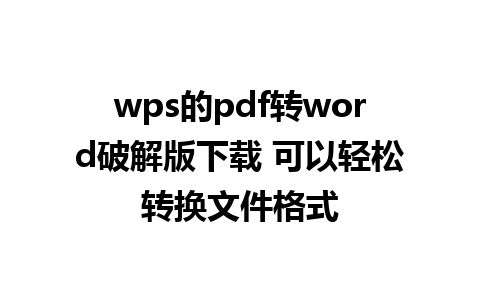 wps的pdf转word破解版下载 可以轻松转换文件格式