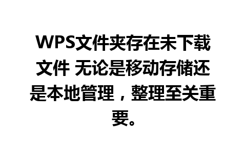 WPS文件夹存在未下载文件 无论是移动存储还是本地管理，整理至关重要。