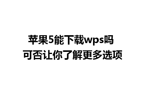 苹果5能下载wps吗 可否让你了解更多选项