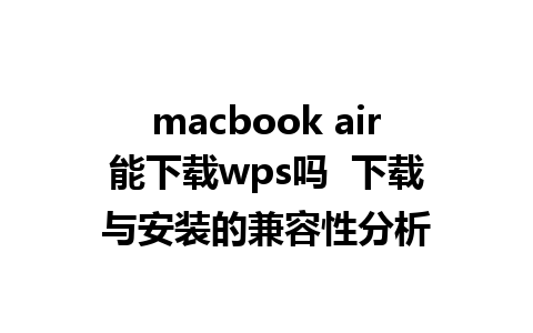 macbook air能下载wps吗  下载与安装的兼容性分析