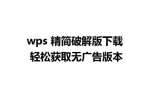 wps 精简破解版下载 轻松获取无广告版本