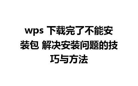 wps 下载完了不能安装包 解决安装问题的技巧与方法