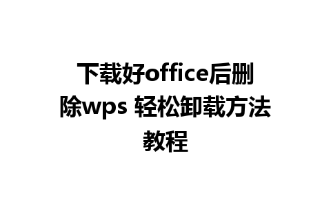 下载好office后删除wps 轻松卸载方法教程