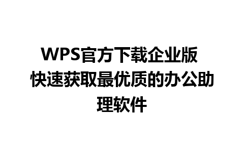 WPS官方下载企业版 快速获取最优质的办公助理软件