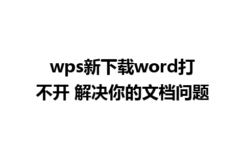 wps新下载word打不开 解决你的文档问题