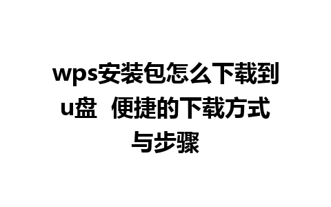 wps安装包怎么下载到u盘  便捷的下载方式与步骤