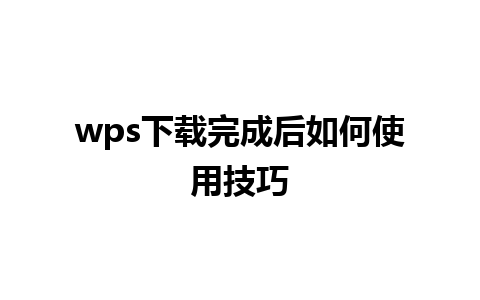 wps下载完成后如何使用技巧