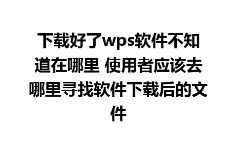 下载好了wps软件不知道在哪里 使用者应该去哪里寻找软件下载后的文件