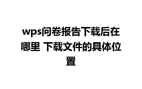 wps问卷报告下载后在哪里 下载文件的具体位置