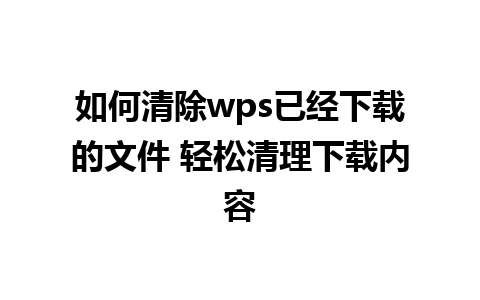 如何清除wps已经下载的文件 轻松清理下载内容