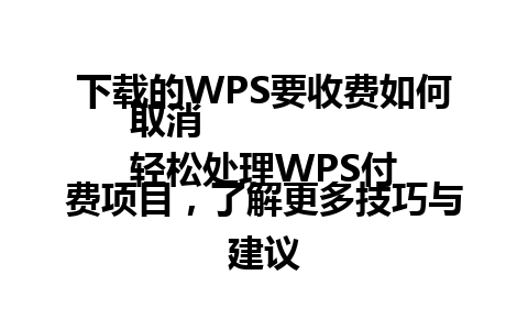  下载的WPS要收费如何取消
轻松处理WPS付费项目，了解更多技巧与建议