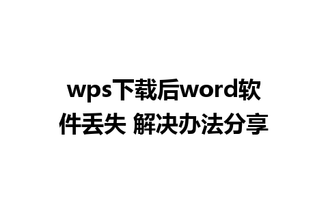 wps下载后word软件丢失 解决办法分享