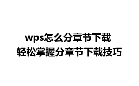 wps怎么分章节下载 轻松掌握分章节下载技巧