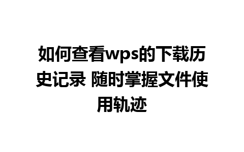 如何查看wps的下载历史记录 随时掌握文件使用轨迹