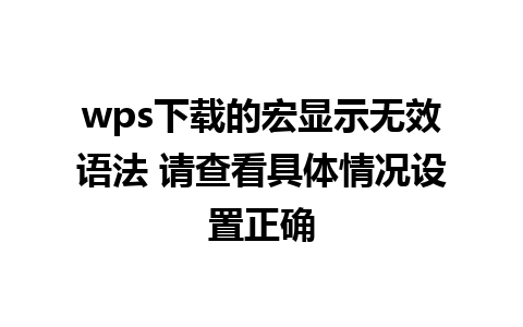 wps下载的宏显示无效语法 请查看具体情况设置正确