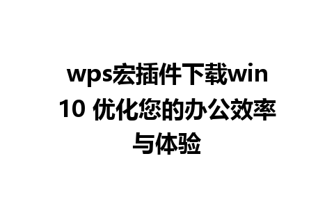 wps宏插件下载win10 优化您的办公效率与体验