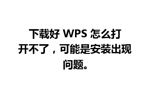 下载好 WPS 怎么打开不了，可能是安装出现问题。