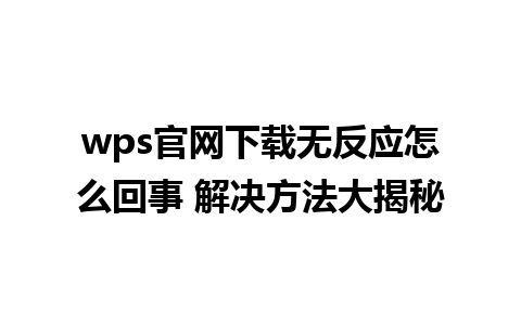 wps官网下载无反应怎么回事 解决方法大揭秘