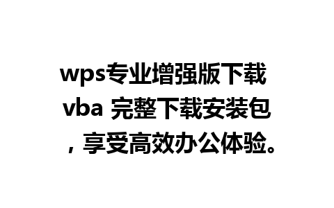 wps专业增强版下载 vba 完整下载安装包，享受高效办公体验。