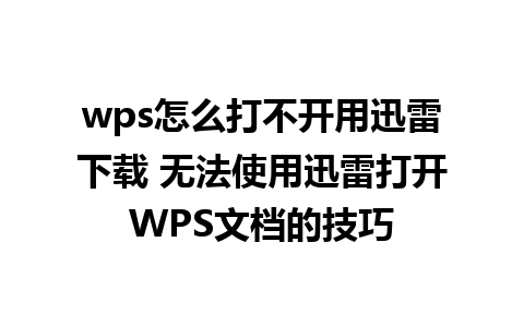 wps怎么打不开用迅雷下载 无法使用迅雷打开WPS文档的技巧