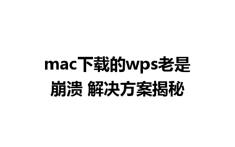 mac下载的wps老是崩溃 解决方案揭秘