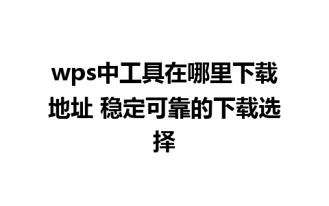 wps中工具在哪里下载地址 稳定可靠的下载选择   
