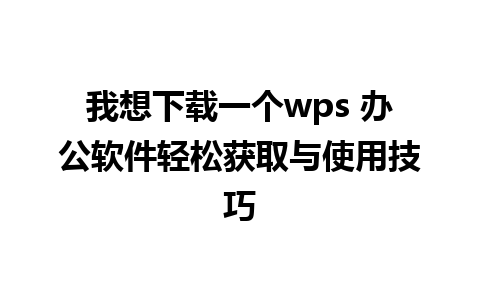 我想下载一个wps 办公软件轻松获取与使用技巧