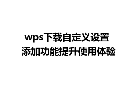 wps下载自定义设置 添加功能提升使用体验