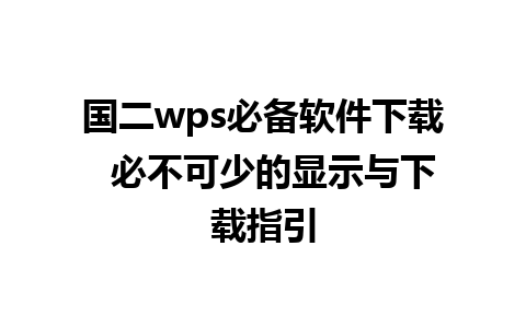 国二wps必备软件下载  必不可少的显示与下载指引